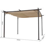 easycomfort easycomfort gazebo pergola da giardino parasole retraibile cornice nera tendale beige 350 x 350 x 230cm