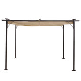 easycomfort easycomfort gazebo pergola da giardino parasole retraibile cornice nera tendale beige 350 x 350 x 230cm