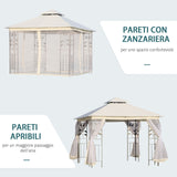 easycomfort easycomfort gazebo da esterno o giardino 3x3m con zanzariera telaio in acciaio e doppio tettuccio bianco