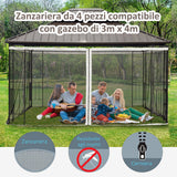 easycomfort zanzariera per gazebo tende di ricambio universale con cerniere 352x207cm nero beige