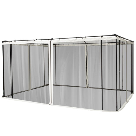 easycomfort zanzariera per gazebo tende di ricambio universale con cerniere 352x207cm nero beige
