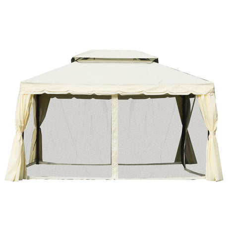 easycomfort easycomfort gazebo con doppio tetto zanzariere tende bianco crema 3x4m