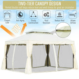 easycomfort easycomfort gazebo con doppio tetto zanzariere tende bianco crema 3x4m