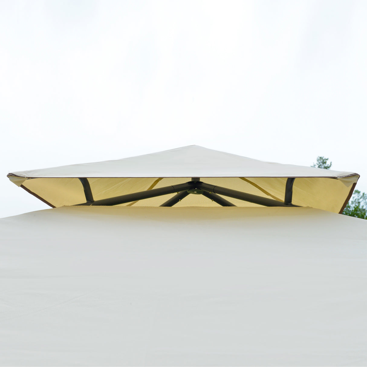 easycomfort easycomfort gazebo da esterno o giardino in metallo con doppio tettuccio beige