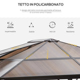 easycomfort easycomfort gazebo da giardino 3 6x3m con tetto apribile in policarbonato e struttura in alluminio