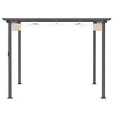 easycomfort gazebo pergola da giardino 3x3m con tenda retrattile in alluminio e poliestere bianco crema