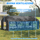easycomfort tendone da giardino per feste con porte a cerniera e pannelli removibili 8x4m grigio scuro