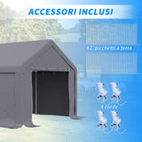 easycomfort tendone da giardino per feste con porte a cerniera e pannelli removibili 8x4m grigio scuro