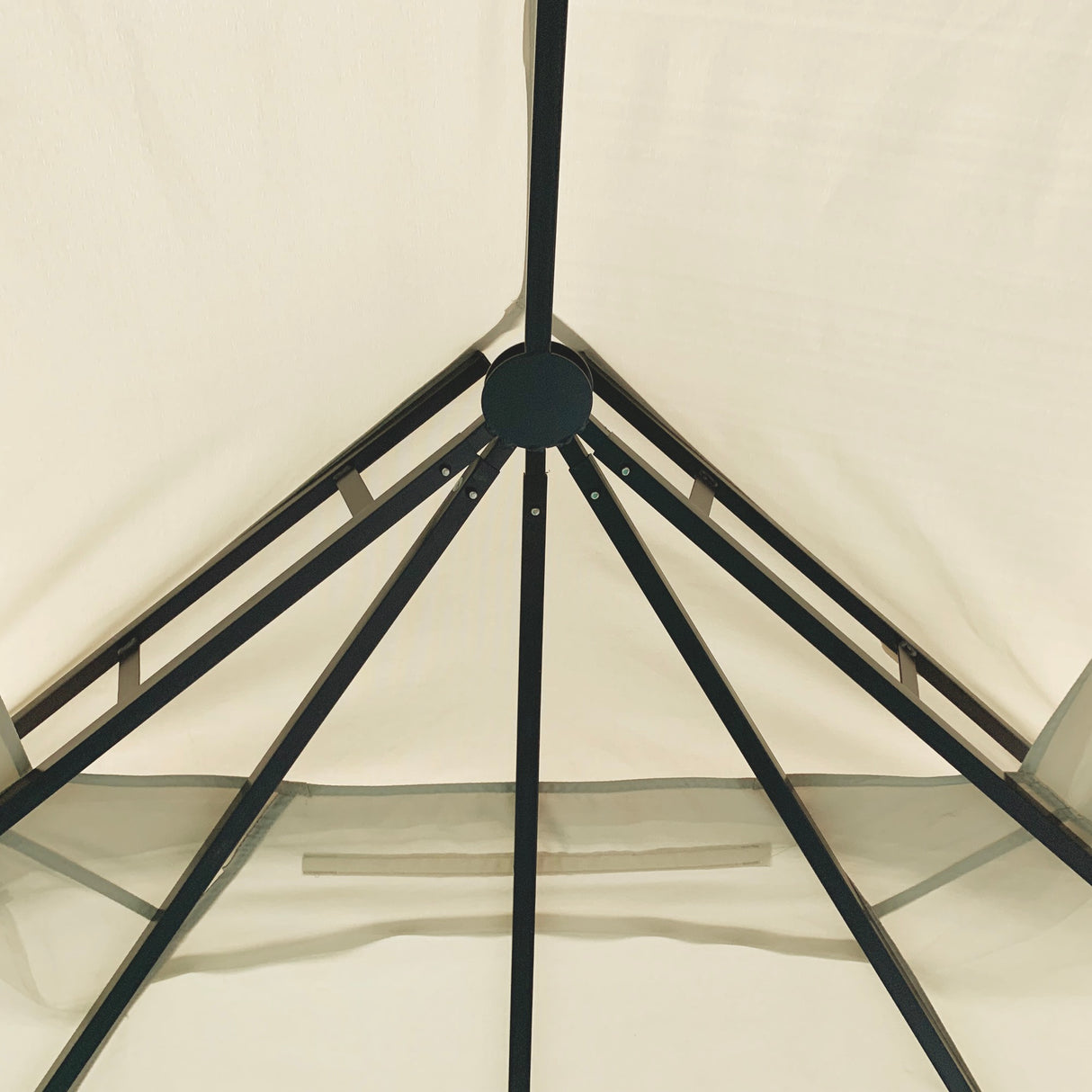 easycomfort gazebo da giardino con zanzariera tetto a 2 livelli e struttura in metallo 3.7x3m beige