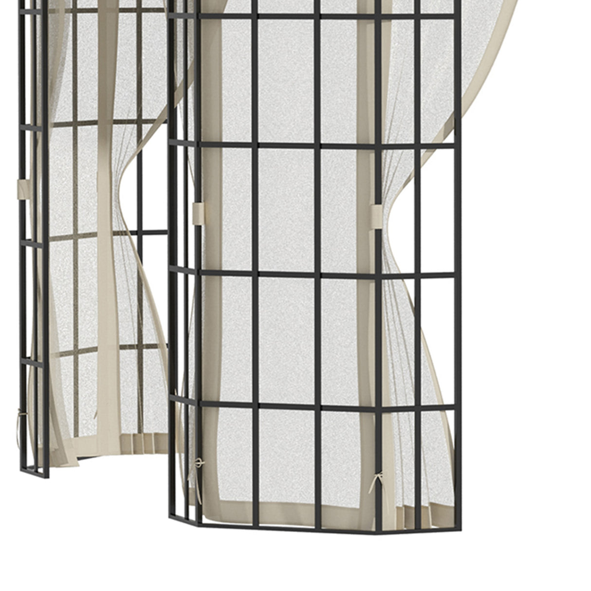 easycomfort gazebo da giardino con zanzariera tetto a 2 livelli e struttura in metallo 3.7x3m beige