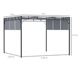 easycomfort gazebo a pergola 3x3m in acciaio con tettuccio scorrevole e 8 picchetti inclusi