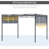 easycomfort gazebo a pergola 3x3m in acciaio con tettuccio scorrevole e 8 picchetti inclusi