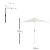 easycomfort easycomfort ombrellone semicircolare impermeabile protezione uv bianco 269 x 138 x 236cm