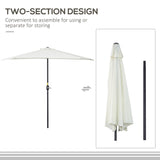 easycomfort easycomfort ombrellone semicircolare impermeabile protezione uv bianco 269 x 138 x 236cm