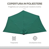 easycomfort easycomfort ombrellone semicircolare impermeabile protezione uv verde 269 x 138 x 236cm