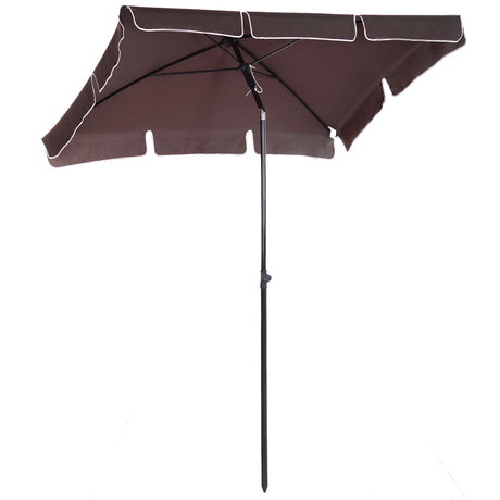 easycomfort easycomfort ombrellone parasole rettangolare con palo inclinabile in poliestere 200 125 235cm marrone