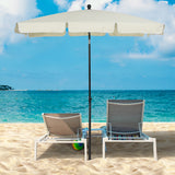 easycomfort easycomfort ombrellone parasole rettangolare con palo inclinabile in poliestere crema