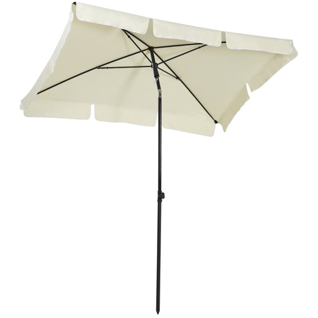easycomfort easycomfort ombrellone parasole rettangolare con palo inclinabile in poliestere crema