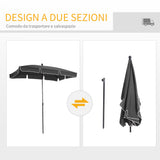 easycomfort easycomfort ombrellone parasole rettangolare con palo inclinabile grigio scuro