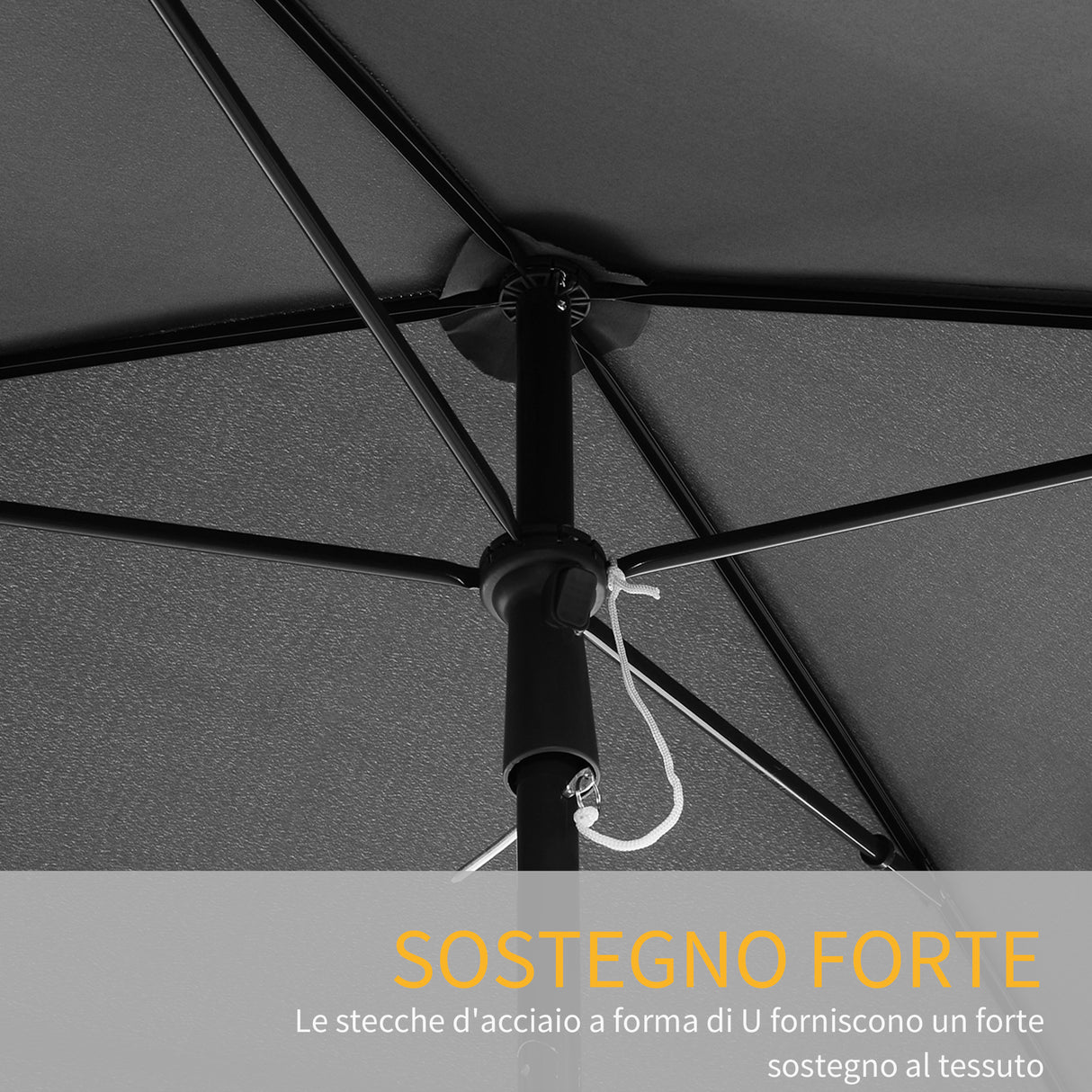 easycomfort easycomfort ombrellone parasole rettangolare con palo inclinabile grigio scuro