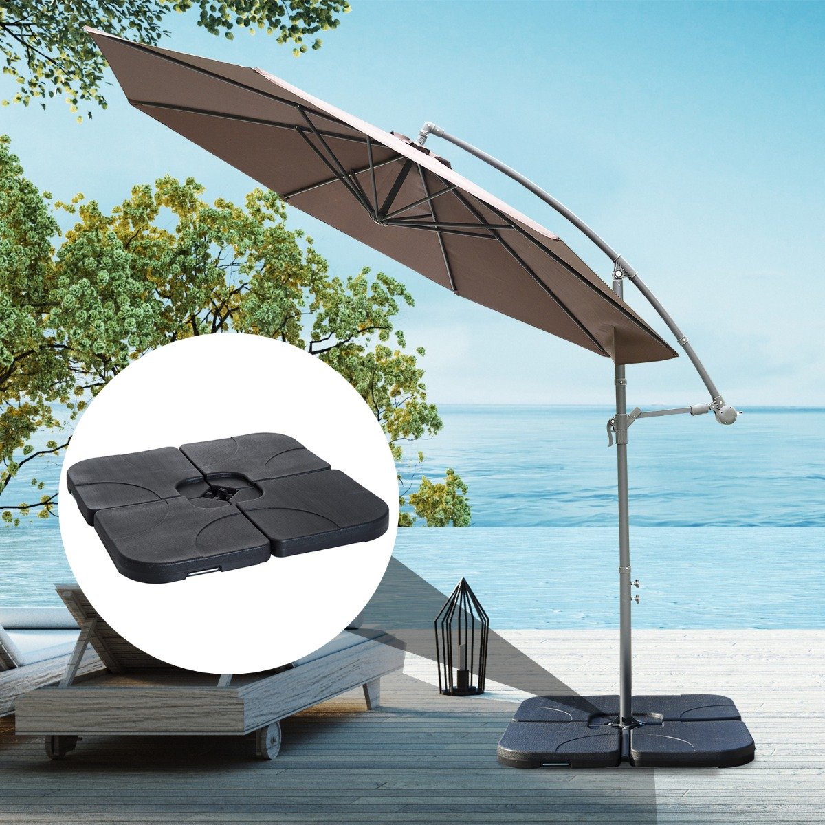 easycomfort easycomfort set 4pz base per ombrellone da giardino in plastica 50 50 7.5cm