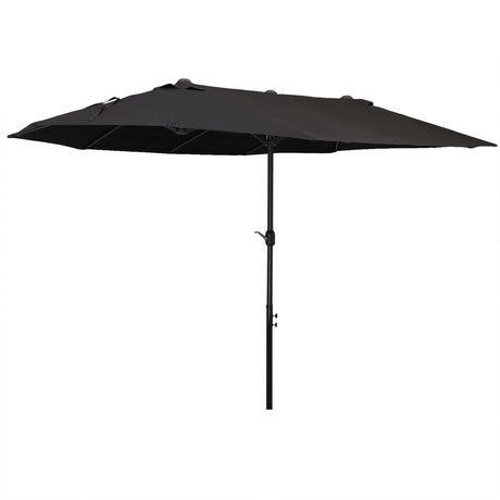 easycomfort easycomfort ombrellone da giardino doppio con apertura a manovella in acciaio e poliestere 460x270x240 cm nero