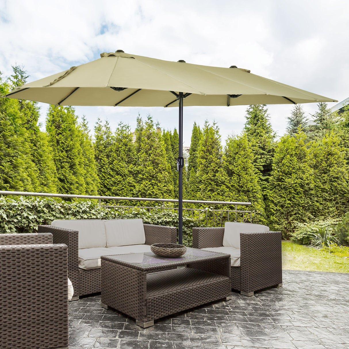 easycomfort easycomfort ombrellone doppio tettuccio da esterni ecru area coperta 4.6m