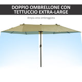 easycomfort easycomfort ombrellone doppio tettuccio da esterni ecru area coperta 4.6m