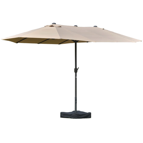 easycomfort ombrellone da giardino doppio 460x270cm apertura a manovella base a croce e zavorra acciaio e poliestere khaki