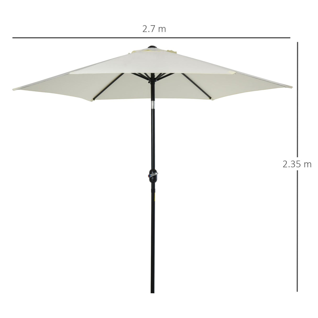 easycomfort easycomfort ombrellone da giardino inclinabile spiaggia alluminio e poliestere bianco 2.7 2.35m