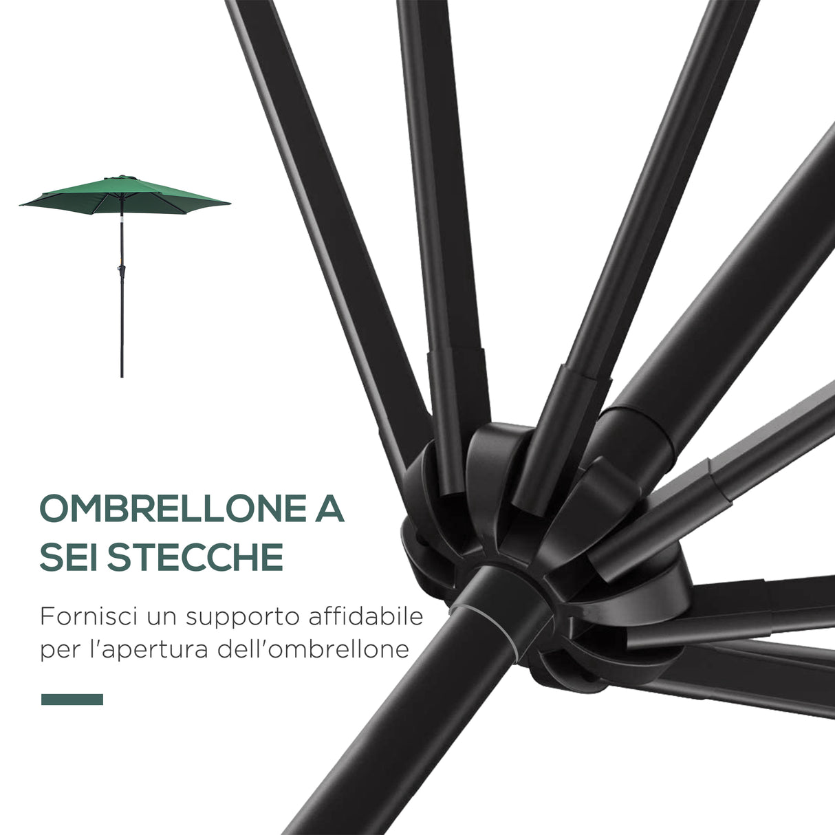 easycomfort easycomfort ombrellone da giardino inclinabile spiaggia alluminio e poliestere 2.7 2.35m verde scuro