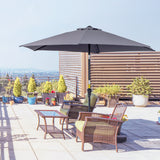 easycomfort ombrellone da giardino 2.7x2.4 m inclinabile con manovella in alluminio e poliestere grigio e nero