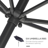 easycomfort ombrellone da giardino 2.7x2.4 m inclinabile con manovella in alluminio e poliestere grigio e nero