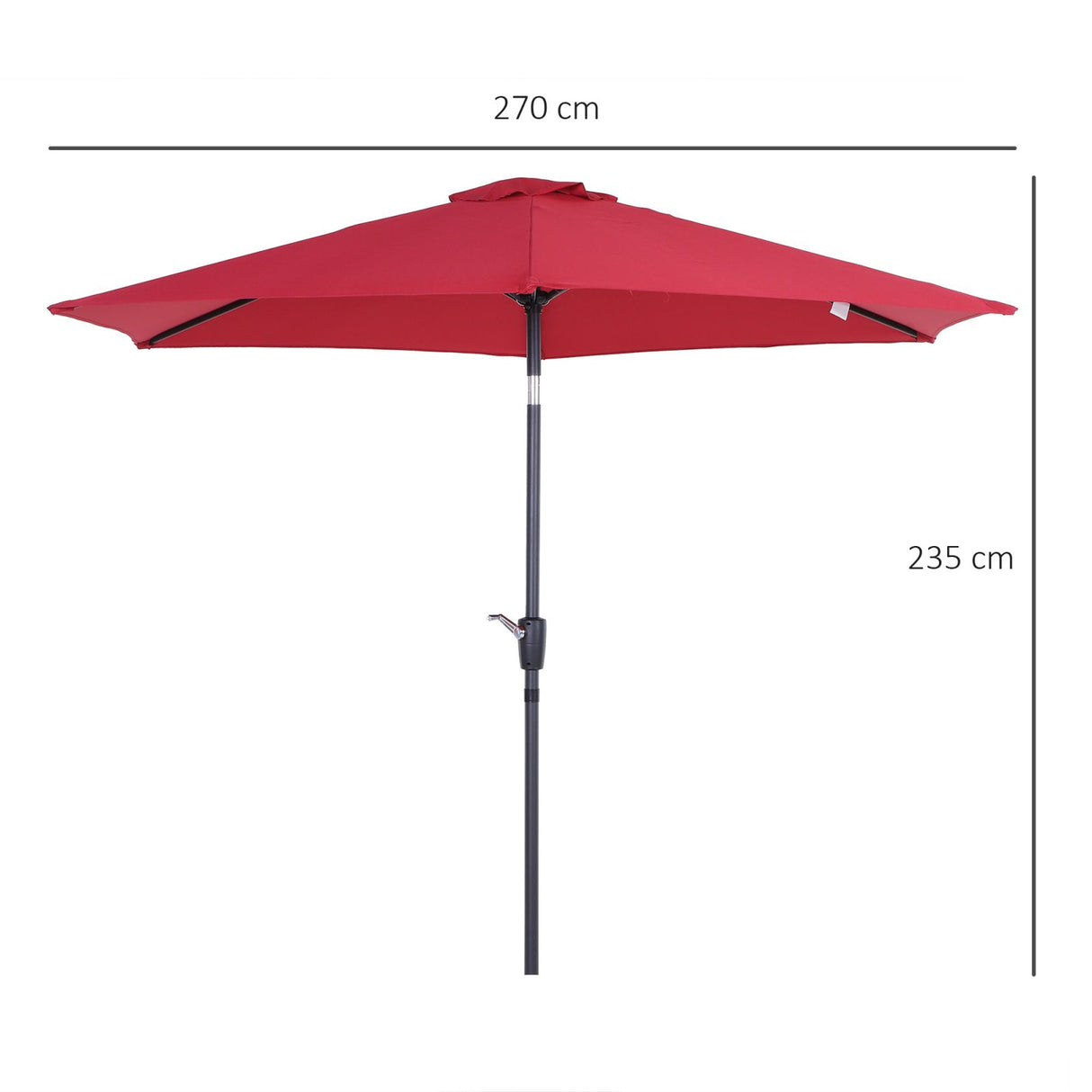 easycomfort easycomfort ombrellone da giardino inclinabile apertura a manovella 2.7x2.35m rosso scuro