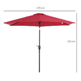 easycomfort easycomfort ombrellone da giardino inclinabile apertura a manovella 2.7x2.35m rosso scuro