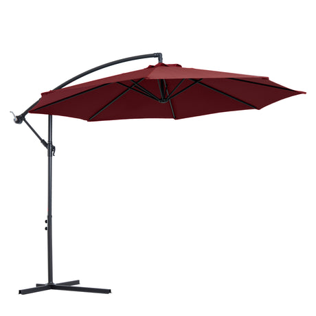 easycomfort easycomfort ombrellone da esterni 3x2 5 m decentrato rosso scuro in poliestere anti uv e acciaio con manovella