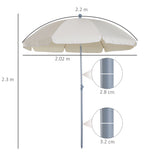 easycomfort easycomfort ombrellone da esterno giardino terrazza portatile 220cm con tettuccio inclinabile in poliestere bianco crema