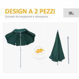 easycomfort easycomfort ombrellone da esterno giardino terrazza portatile 220cm con tettuccio inclinabile in poliestere verde scuro