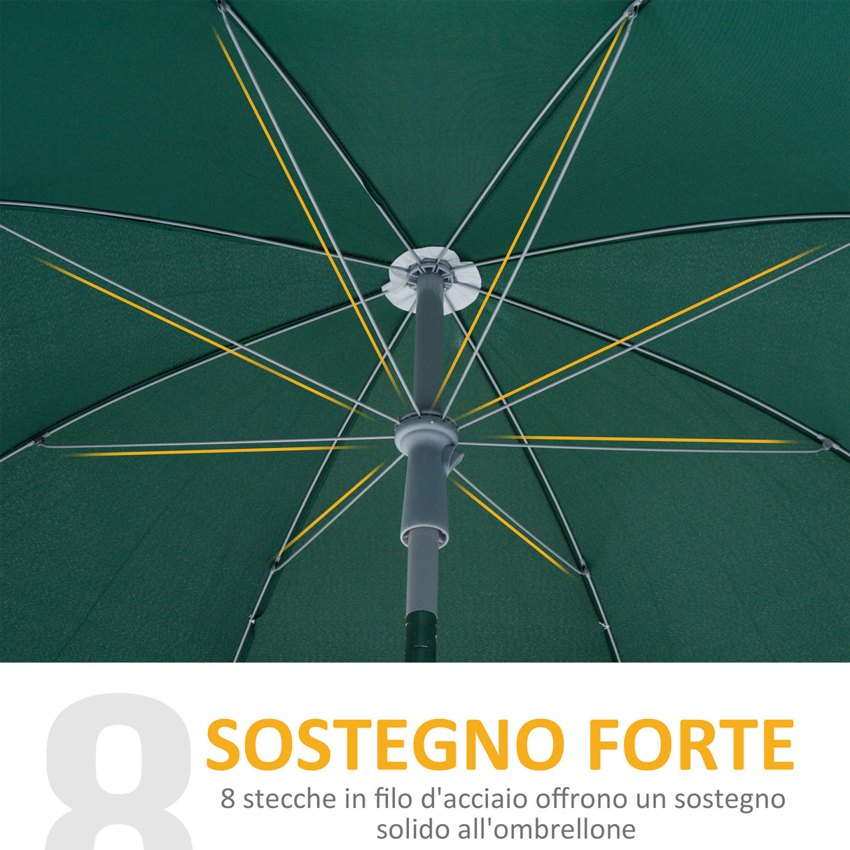 easycomfort easycomfort ombrellone da esterno giardino terrazza portatile 220cm con tettuccio inclinabile in poliestere verde scuro