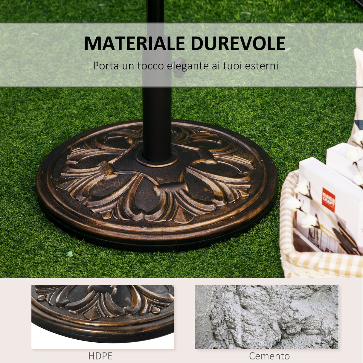 easycomfort easycomfort base per ombrellone per palo da 35mm 38mm 48mm peso 13kg da giardino