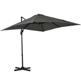 easycomfort ombrellone da giardino con angolazione regolabile su 3 livelli e rotazione a 360 2.5x2.5 m grigio