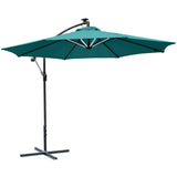 easycomfort easycomfort ombrellone da giardino 3x2 5 m a braccio con manovella e 8 strisce led a energia solare verde