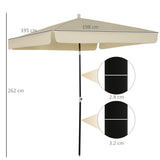 easycomfort easycomfort ombrellone da esterno 200x200cm terrazza giardino con tettuccio quadrato regolabile e portatile bianco crema