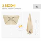 easycomfort easycomfort ombrellone da esterno 200x200cm terrazza giardino con tettuccio quadrato regolabile e portatile bianco crema