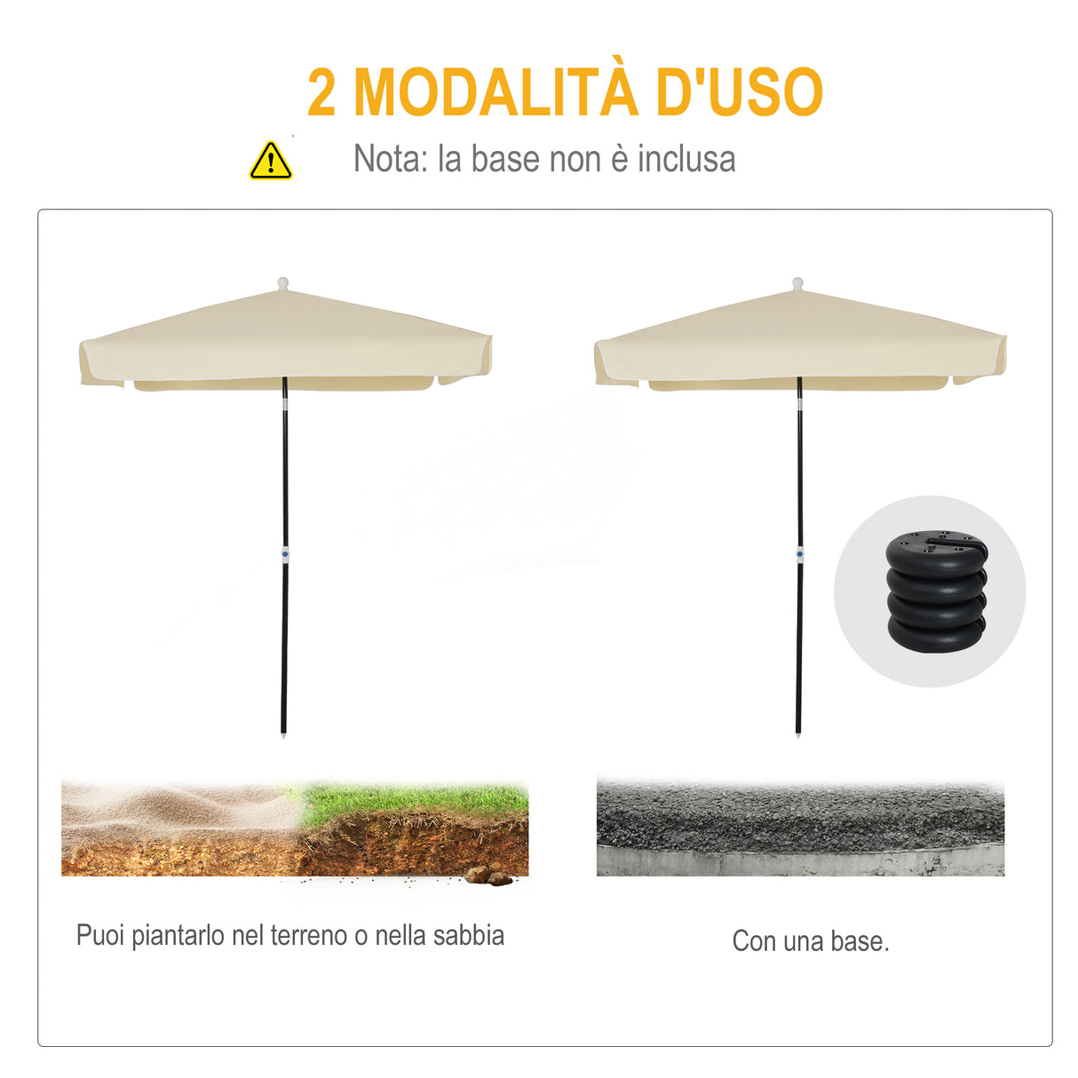 easycomfort easycomfort ombrellone da esterno 200x200cm terrazza giardino con tettuccio quadrato regolabile e portatile bianco crema