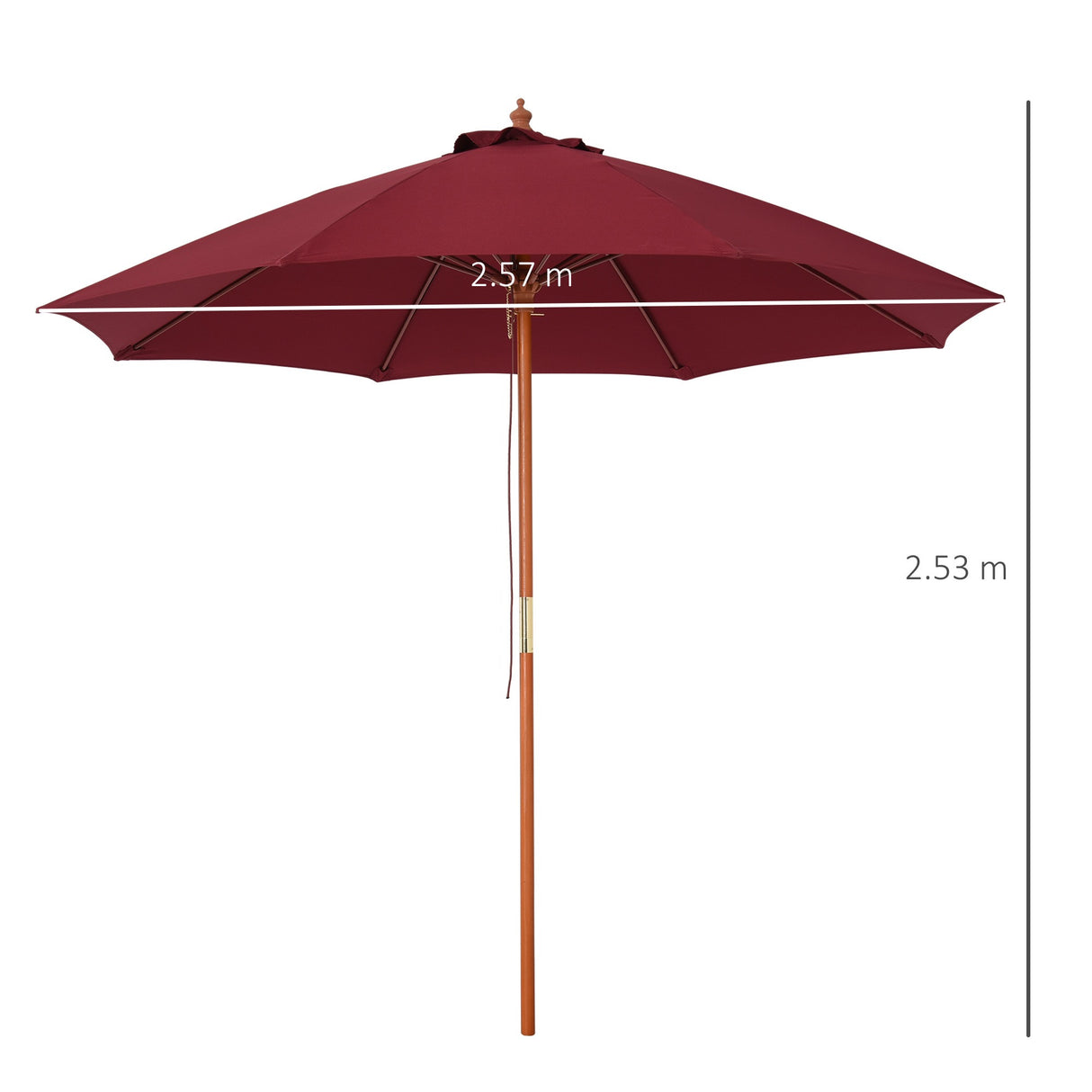 easycomfort easycomfort ombrellone da giardino con tettuccio antivento in poliestere rosso e palo in legno 257x253cm
