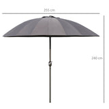 easycomfort easycomfort ombrellone da giardino e terrazza 2 5x2 5 m con manovella 18 stecche e testa inclinabile grigio scuro