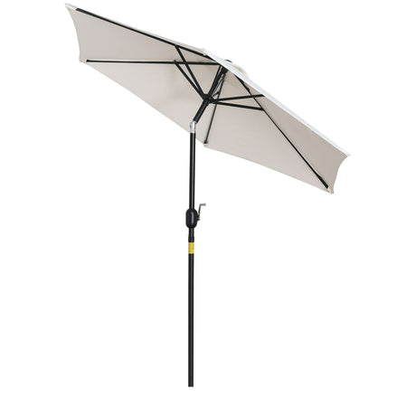 easycomfort easycomfort ombrellone da giardino inclinabile apertura a manovella palo in metallo e 8 stecche bianco crema 227cm