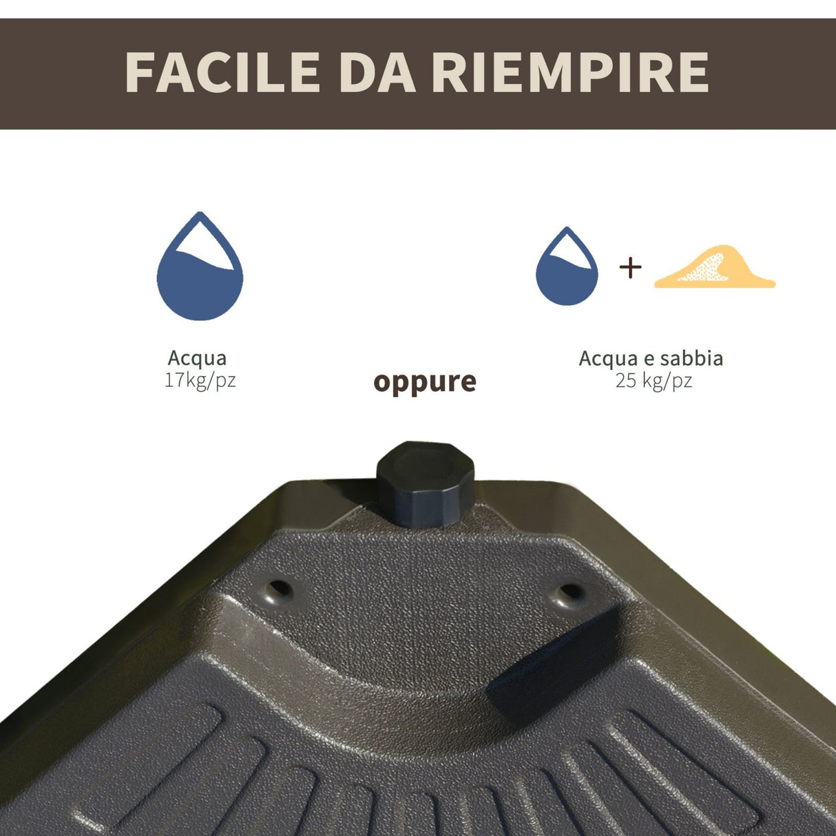 easycomfort easycomfort set 4 pzi basamento ombrellone decentrato da giardino con base a croce