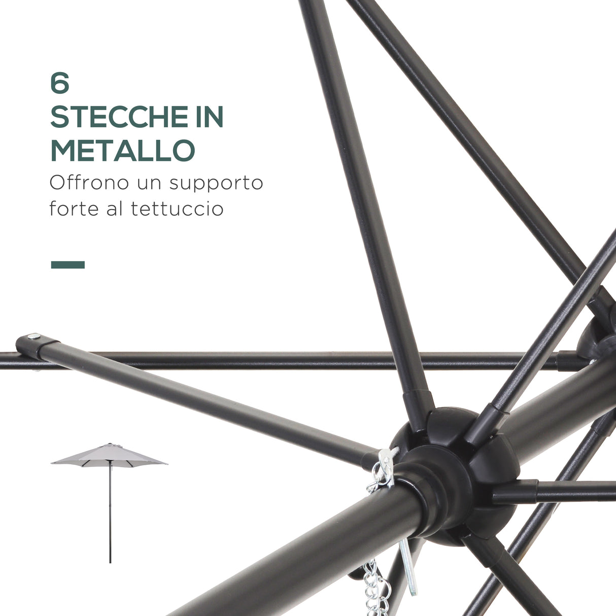 easycomfort outusnny ombrellone 2x2 m da giardino con palo centrale ombrellone per esterno in alluminio grigio chiaro